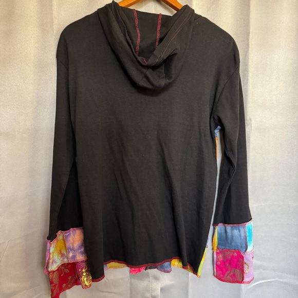 Colorful Patchwork Hoodie Boho Wearable Art Langenlook Artist Cotton Bright NWT - Picture 5 of 6